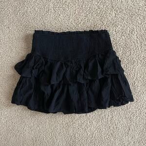 Y2K Black Mini Ruffled Skort Cotton and Linen Blend - Size S